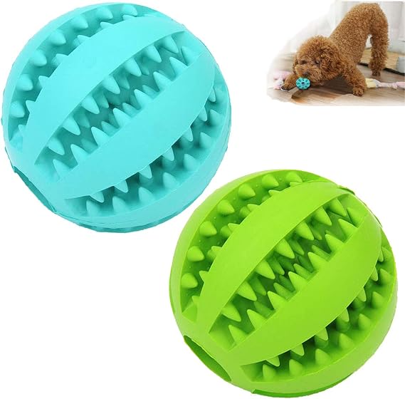 Sunglow 2 Pack Dog Toy Ball,Nontoxic Bite Resistant Teething Toys Balls for Small/Medium/Large Dog and Puppy Cat, Dog Pet Food Treat Feeder Chew Tooth Cleaning Ball Exercise Game IQ Training