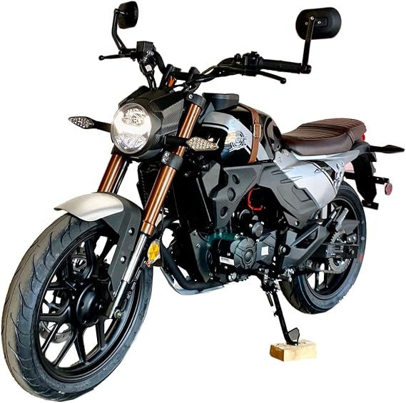X-PRO Lifan KPM 200 Adult Motorcycle 200cc Gas Street Motorcycle Electric Fuel Injection 17HP 6 Speed made by Lifan(Black)