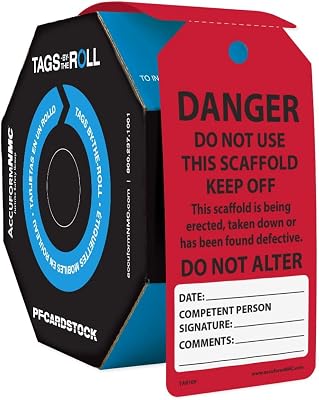 AccuformNMC 100250 Scaffolding Safety Tags, Do Not Use This Scaffold Keep Off, OSHA Compliant, Waterproof PF-Cardstock, Resists Tears, 6.25x3