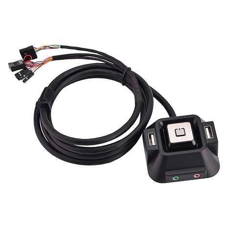 Desktop Computer Power Switch with USB Ports, Reset, and Audio Microphone Port, for Internet Cafes and Families