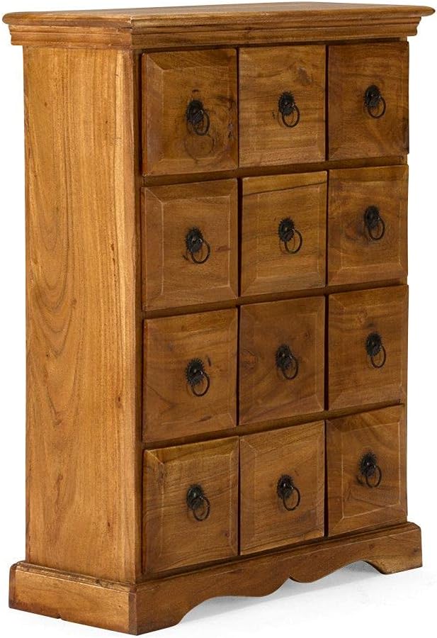 Woodkings ® Texas Chest of Drawers Solid Wood Natural Acacia Wood Furniture Cabinet Living Room Furniture Apothecary Cabinet Drawer Chest of Drawers