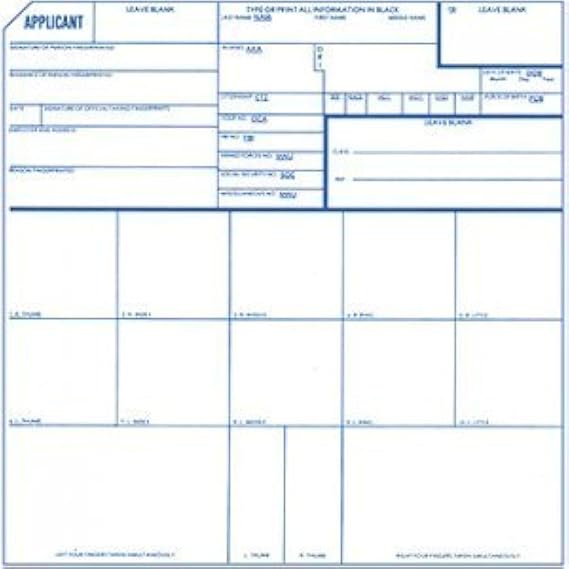 Fingerprint Cards, Applicant FD-258, 25 pack