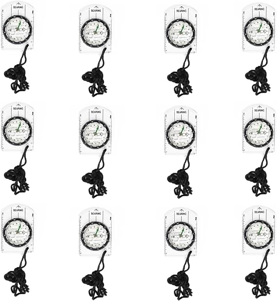 12pcs Orienteering Compass - Waterproof Hiking Backpacking Compass for Kids Camping Trip