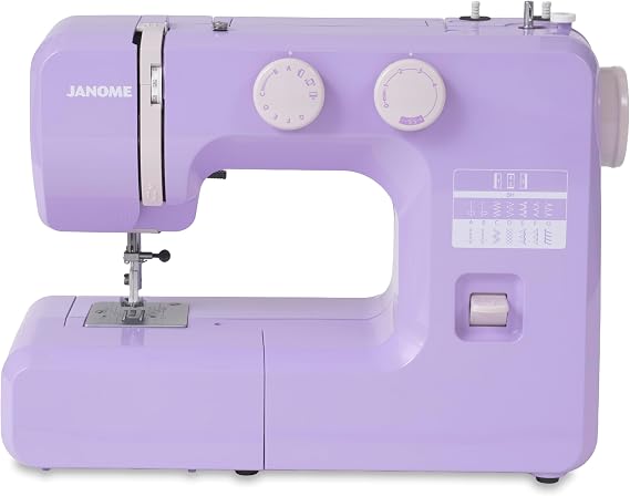 Janome Lovely Lilac Easy-to-Use Sewing Machine with Interior Metal Frame, Bobbin Diagram, Tutorial Videos, Made with Beginners in Mind for Garments, Patchwork, Light Quilting