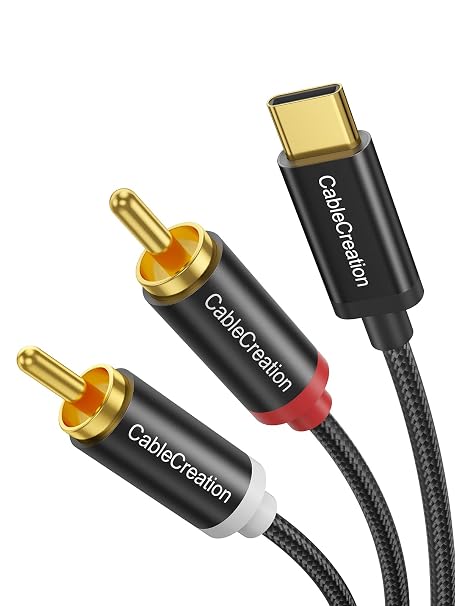 CableCreation USB C to RCA Audio Cable, 6FT 2Pack Type-C to 2RCA Y Splitter