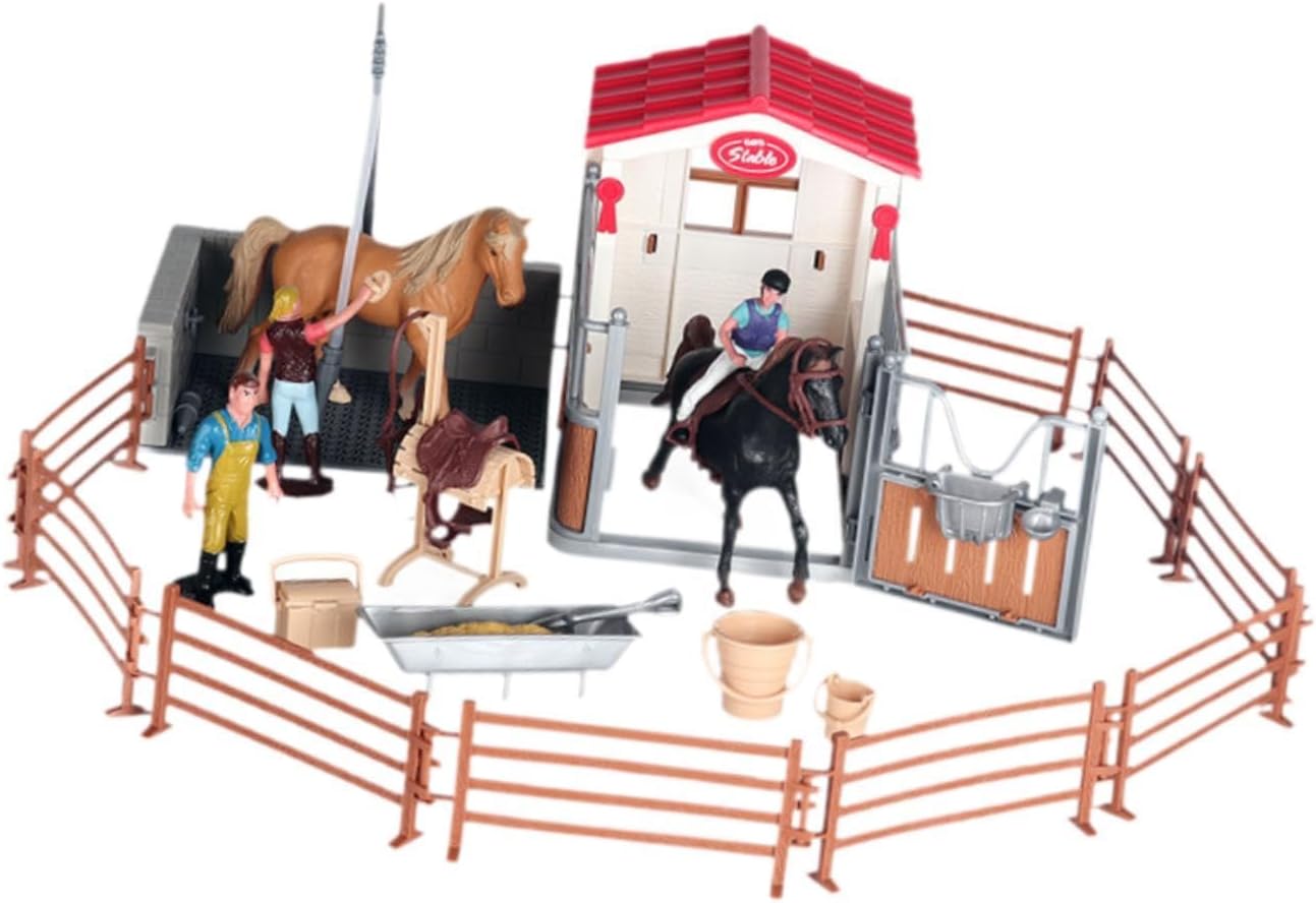 Horse Riders Playset Toy Realistic Horse Figure Children Pretend Play Horse Racing Toy Set for Kids Boys Girls Baby