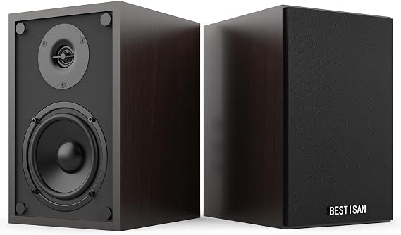 BESTISAN Bluetooth Bookshelf Turntable Speakers