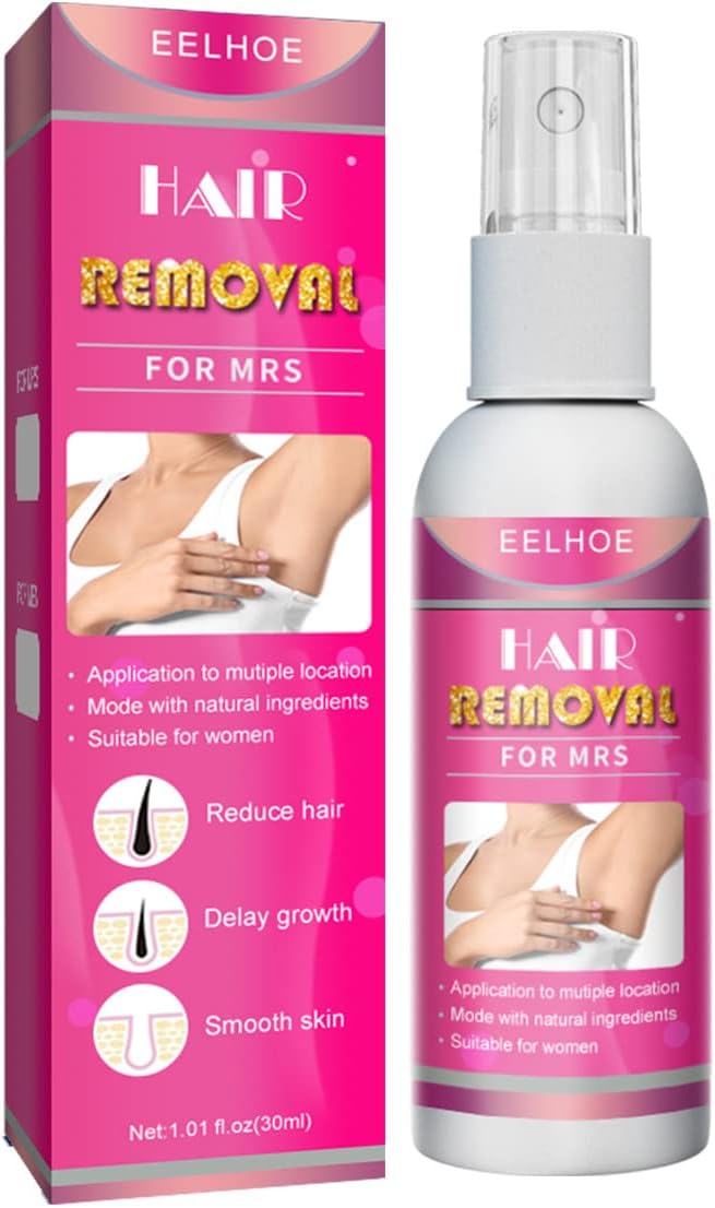 Painless Hair Removal Spray, Natural Permanent Hair Removal Spray Stop Hair Growth Inhibitor Remover for Men and Women Arms, Armpits, Legs, Bikini Areas (Women)