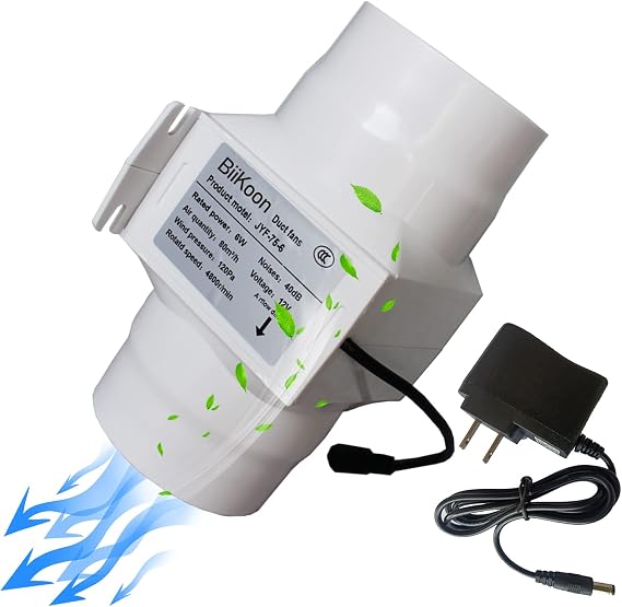 3 Inch Plastic Inline Duct Fan 6w 12v DC Speed Adjustable Variable Vent Blower Air Diffuser Extractor Fan For Basement Grow Tent Room Smell (Color : NO Adjustable Speed, Size : 6w)