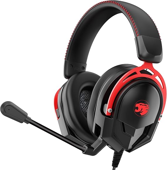IMYB A88 Gaming Headset with Mic for Ps5, Pc, Xbox One Series X/s, Ps4, Switch, Stereo Wired Noise Cancelling Headphones with Microphone for Computer, Laptop, Mac, Nintendo, Games (Red)