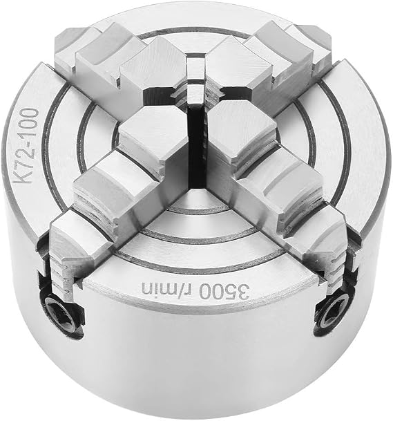 SANOU K72 100mm 4 Jaw Independent Reversible Lathe Chuck for Woodworking Metal Turning High Grip Chuck with 39mm Bore Fit for Most 100mm Mounting Flanges