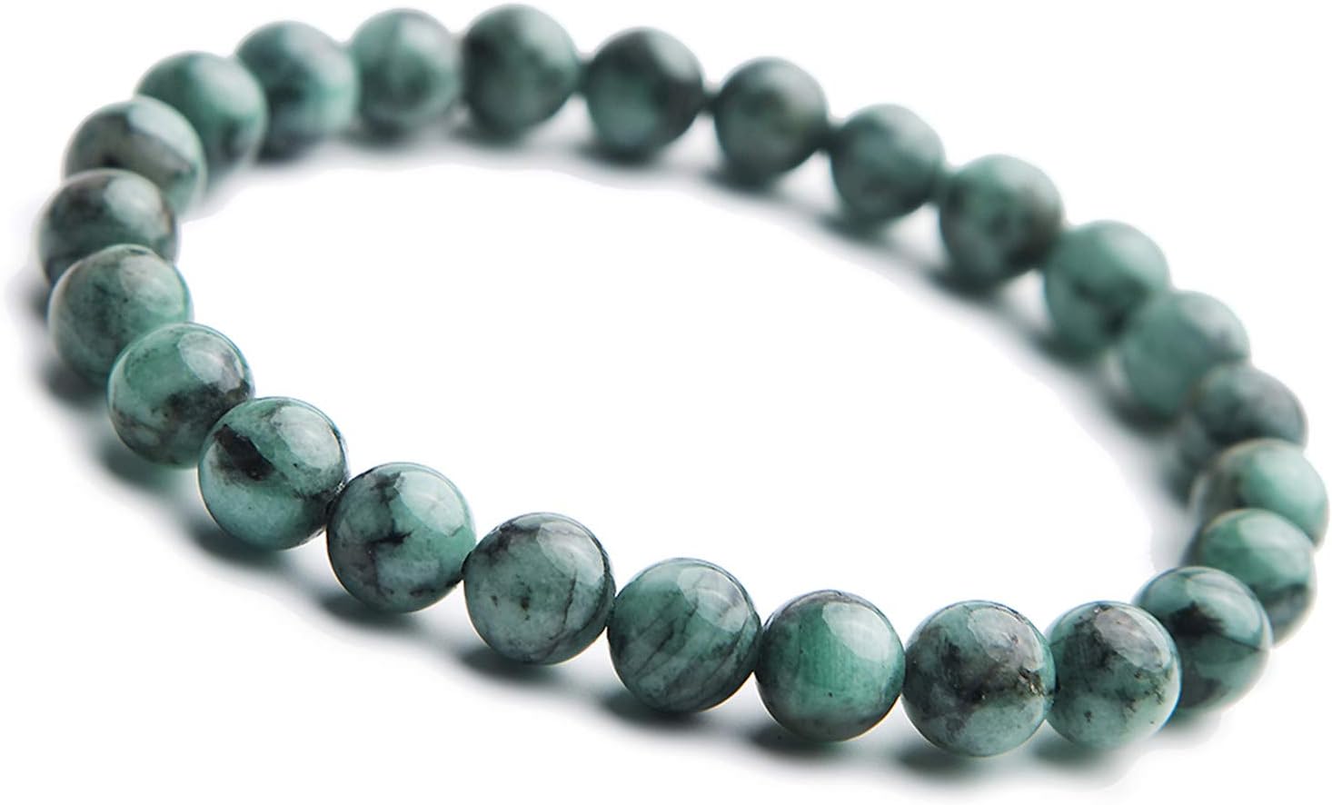 7mm Natural Green Emerald Gemstone Round Beads Women Men Bracelet AAAAA