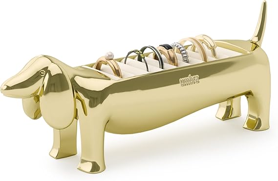Umbra Dachsie Ring Holder, Weiner Dog Dachshund Jewelry Storage, Brass