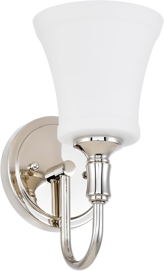 Wall Sconces, Traditional Polished Nickel 1 Light Sconce, Wall Light with Large Opal Glass Shade for Bedroom Bathroom Living Room & Hallway Vanity Lighting Fixture