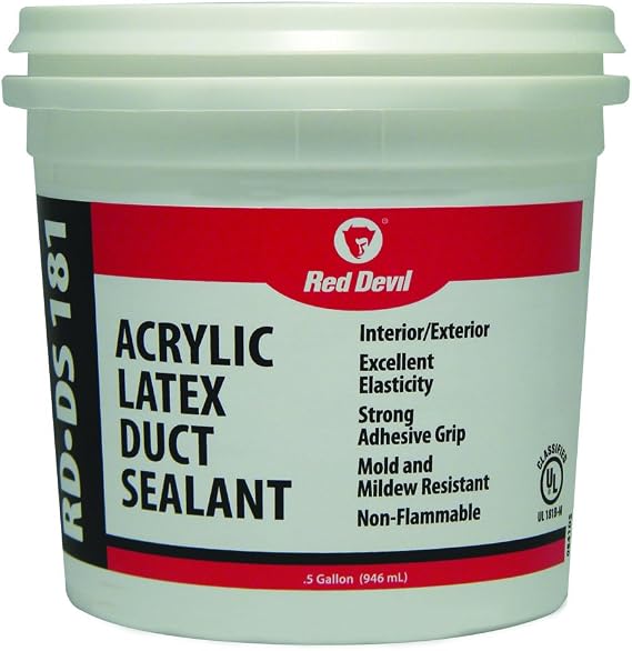 Red Devil 0841DS RD-DS 181 Acrylic Latex Duct Sealant, 1/2 Gallon, Gray