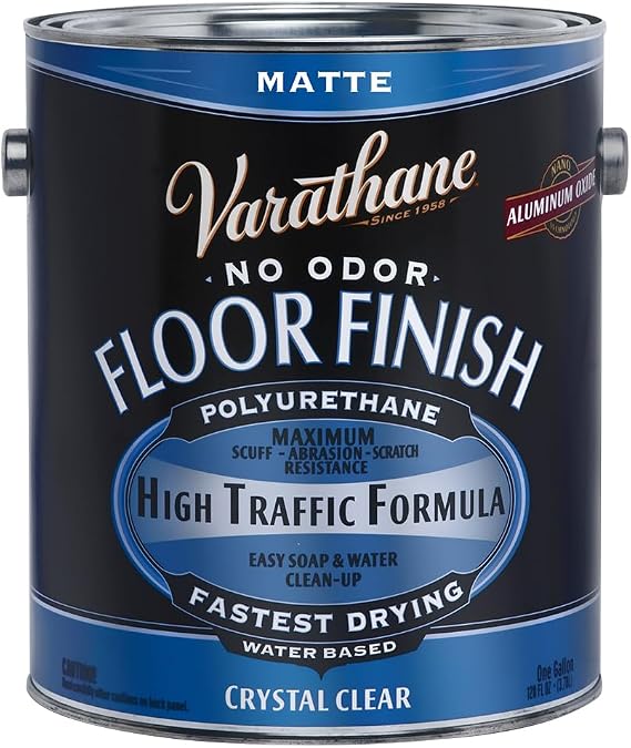 Rust-Oleum 286820 Varathane Water-Based Interior Floor Polyurethane, Matte, 1 Gal
