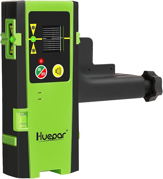 Huepar Laser Detector LR-6RG for Huepar/Pro Laser Levels, Only Compatible with Huepar & Pro Laser Levels with Pulse Mode, Detect Green&Red Beams Laser Receiver, Up to 200Ft, Three-Side LED Display