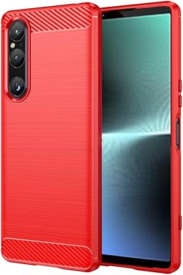 Folmeikat Sony Xperia 1 V Case, Shock-Absorption Flexible TPU Rubber Protective Cell Phone Cover for Sony Xperia 1 V 6.5 Red