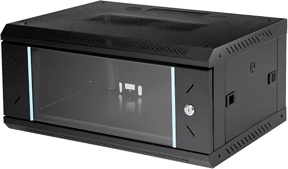 4U Wall Mount Server Rack Cabinet, 19-Inch Network Enclosure with Locking Tempered Glass Door & Air Vents, 23.6" Deep for IT Equipment in Offices/Data Centers (300lb Capacity)