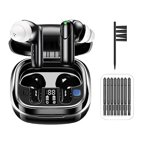 Digital Hearing Aids with Cleaner Kit,Noise Cancelling Hearing Amplifiers for Seniors with Bluetooth Cleaner Cleaning Kit,Rechargeable OTC Hearing Aids with Crystal Clear Sound, and LED Power Display (Black)