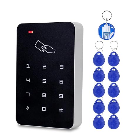 RFID Standalone Keypad Access Control Card Reader with Digital Keypad+10 EM4100 Tags for Home/Apartment/Factory Secure System (T22)