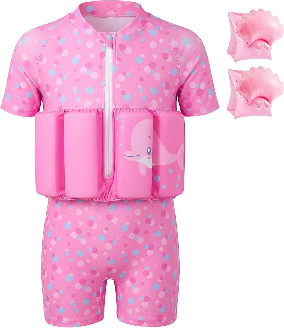 Toddler Swimsuit with Floatation, Baby Boys Girls Floating Bathing Suit Floatie Swim Suit for Summer Beach