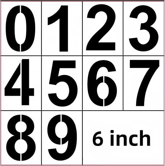 6 Inch Number Stencils Set - Reusable Plastic Large Number Templates Stencils for Painting, DIY Projects, Cake Stencil Decorating, Custom Stencil for Spray Painting Mailbox Signs and Arts & Crafts