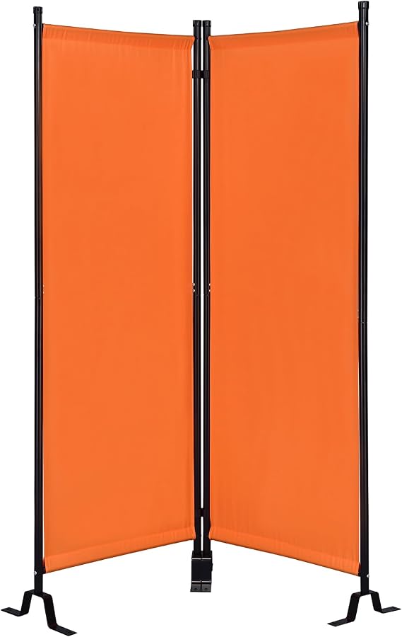 Proman Products - Galaxy II Section Divider, Water Repellent Fabric Room Divider with Black Powder Coated Metal Frame for Indoors or Outdoors, Small 50.25 Width (Orange)
