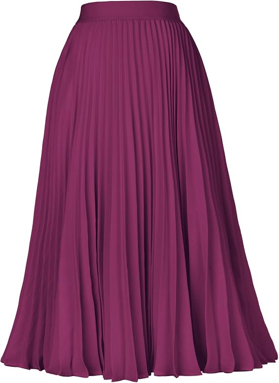 Kate Kasin Women's High Waist Pleated A-Line Swing Skirt KK659