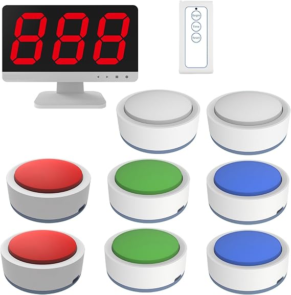Wireless Buzzer System with Lights & Sounds, Trivia Game Buzzers