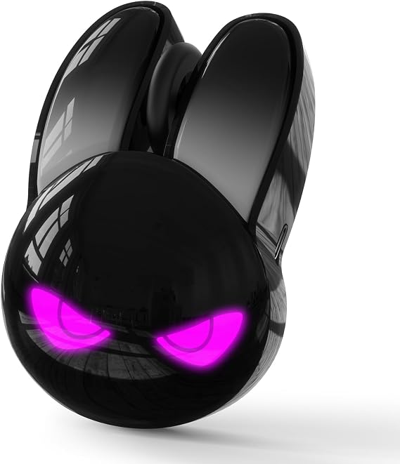 MOFII Wireless Gaming Mouse, RGB Light Cool Eyes Bunny Design, TriMode 2.4G/Bluetooth/Wired Rechargeable Silent Click Cute Mouse, 3 Buttons 1200 DPI, Portable Mice for iPad Mac Laptop PC- Black