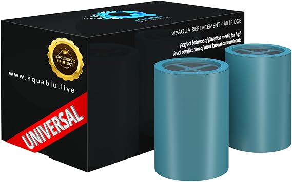 weAQUA Shower Filter Replacement Cartridge (2-Pack) for Hard Water – 99% Removal of Chlorine & Fluoride – Reduces Limescale, Dryness, Irritation, Eye Redness - Fits All Standard Shower Filters