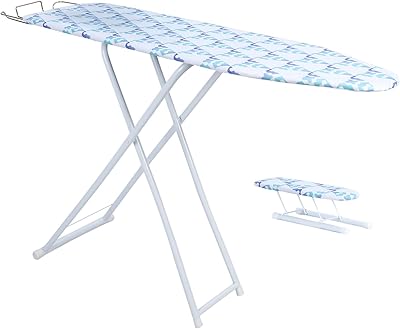 42 Inch Ironing Board, Full Size Foldable Ironing Board with Heat Resistant Cover and Non-Slip Feet Portable Iron Board Multi-Functional Height AdjustableNeon-42in