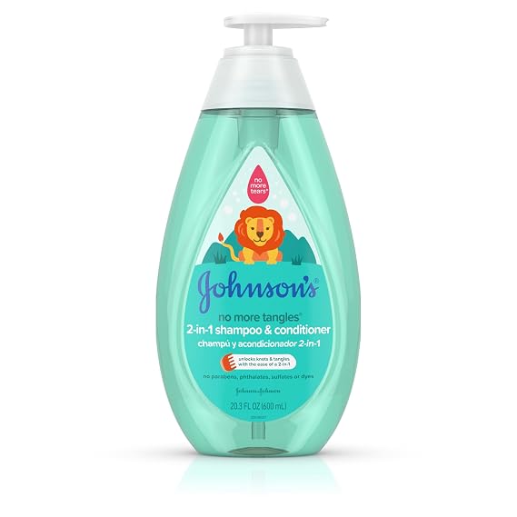 Johnson's Kids No More Tangles 2-in-1 Detangling Shampoo & Conditioner | Detangling 2-in-1 for Kids and Toddlers, Hypoallergenic & No Added Parabens, Sulfates & Dyes, 20.3 fl oz