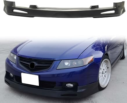 Front Bumper Lip Compatible with 2004-2005 Acura TSX All Models, Unpainted Black JDM Style Polyurethane Front Lower Chin Spoiler Protector, 1 PC