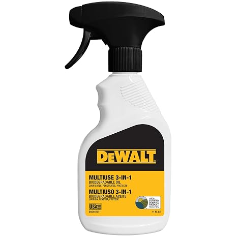 DEWALT 3 in 1 Multi Purpose Biodegradable Penetrating Oil Professional Grade Lubricant for Machines, Tools, Doors Hinges and Much More, Fast Acting Lubricating Formula, 11 oz