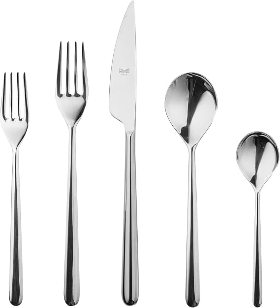 MEPRA 104822005 Linea 5 Pcs Place Setting - Stainless Steel Tableware, Dishwasher Safe Cutlery
