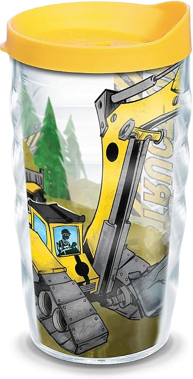 Tervis Construction Trucks Made in USA Double Walled Insulated Tumbler Travel Cup Keeps Drinks Cold & Hot, 10oz Wavy, Lidded