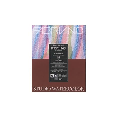 Fabriano Studio Watercolor Pad, Cold-Press, 8" x 10", 90 lb., 20 Sheets