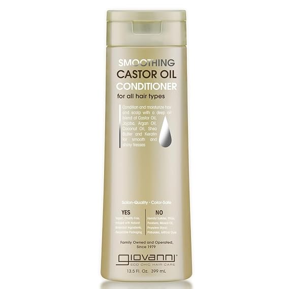 GIOVANNI Smoothing Castor Oil Conditioner, All Hair Types, Jojoba, 13.5 oz | Moisturizes Hair & Scalp, Hydrates & Tames Frizz, Argan & Coconut Oil, Shea Butter, Keratin