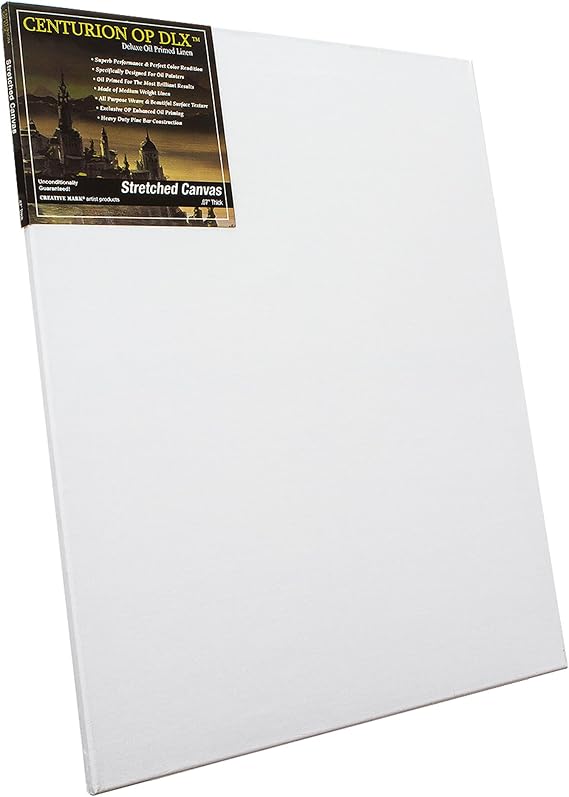 Centurion Deluxe Oil Primed 18"x24" Linen Canvas .67" Deep, Art Supplies for Adults, Oil Paints, Professional Grade 11oz Non-Absorbent Canvas, Acid-Free, Medium Texture, Kiln-Dried Pine