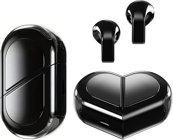 Heart Wireless Earbuds for Girls Kids, Cute Small Mini Tiny Invisible Earbuds Wireless Bluetooth for Small Ears Canals Women Rose Gold Kawai Blue Tooth Ear Buds for iPhone Android