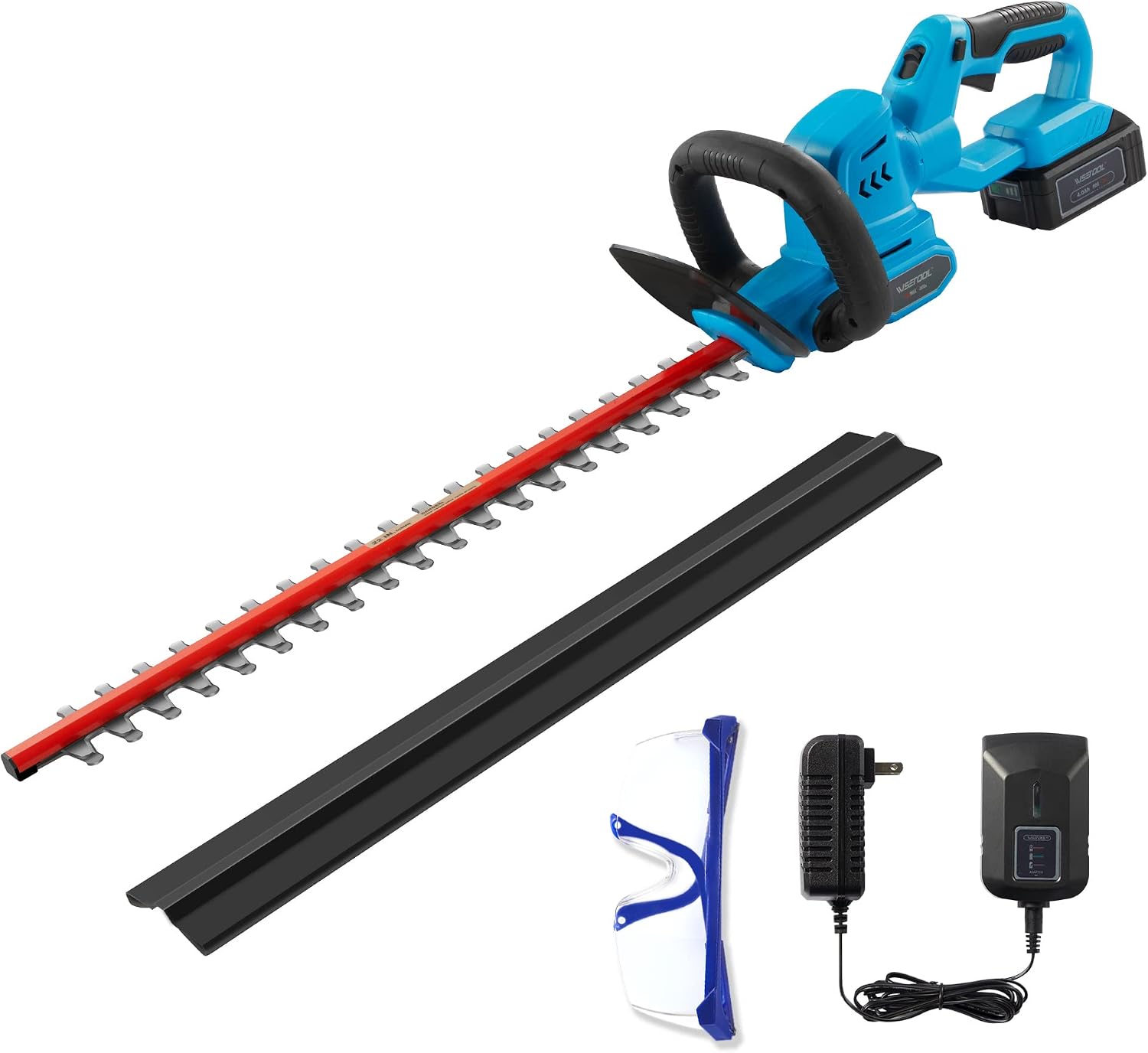 Cordless Hedge Trimmer, 20V  4.0Ah Electric Bush Trimmer with 22 Dual-Action Blades, 34 Cutting Capacity, Shrub Trimmer Include Battery, Fast Charger and Safety Goggles
