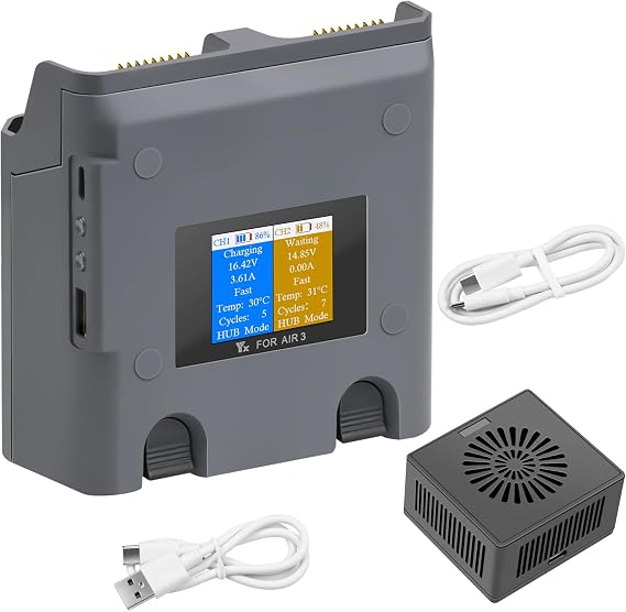 Multifunction LCD Dual Chargerfor DJI Air 3S 3 Battery