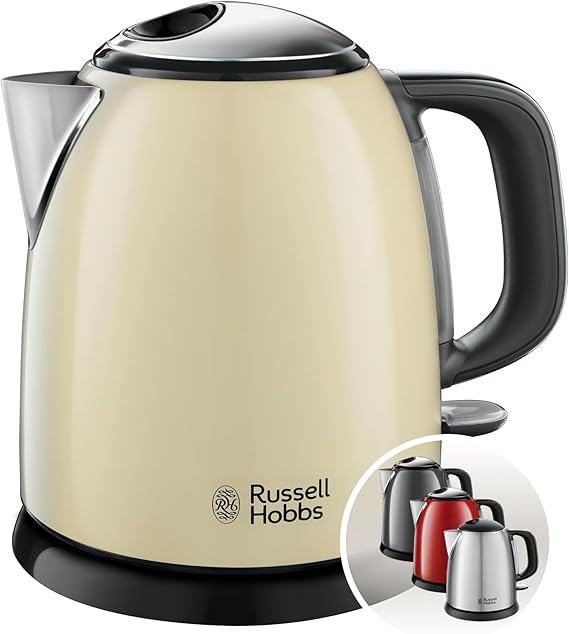 Russell Hobbs Colours+ Digital Coffee Machine Cream Programmable Timer 2400 watt power removable limescale filter external water level indicator small travel kettle