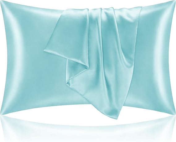 BEDELITE Satin Pillowcases, Standard Size 20x26 Inch, Blue, Set of 2