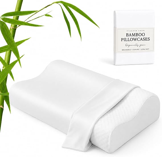 Cooling Contour Cervical Pillowcase, White, 24x14x5/3.7 Inches, 1 Piece