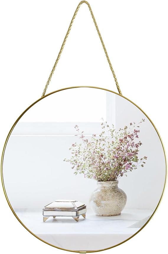 YCHMIR Rround Mirror Small Wall Hanging Mirror Gold 30 cm