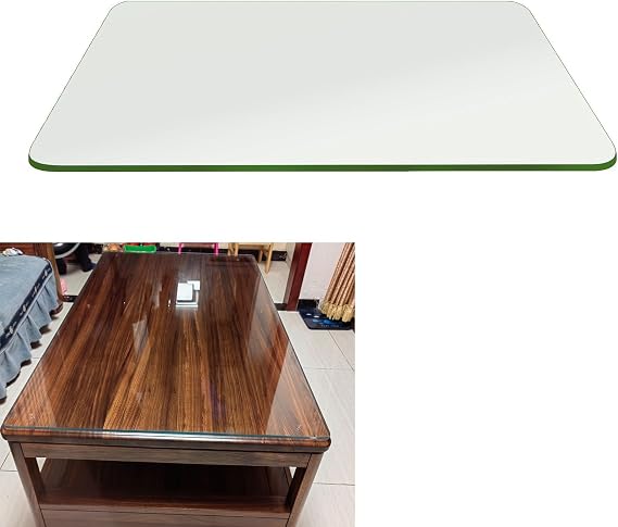 Rectangle/Square Glass Table Top, Transparent Tempered Glass Tabletop, 8mm Thick Polished Edge, Tempered Glass Protector, with 6 Anti-Slip Pads, for Coffee, Dining Table(100x60cm)