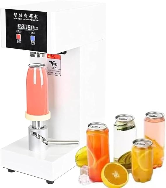 Commercial Automatic Can Sealer Machine, Can Seamer, Can Seaming Closing Capping Machine, Cup Sealing Machine, 2.2" Can Dia. for Sealing Plastic/Glass/Tin Bottles,White